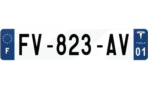 Plaque immatriculation Tesla Logo