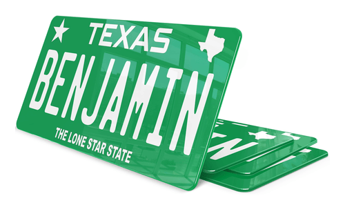 Plaque USA Texas Prénom verte
