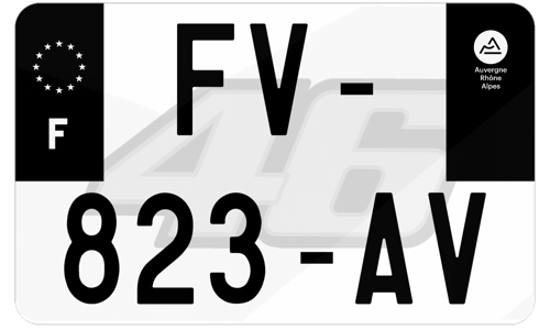 Plaque d'immatriculation moto noire fond logo Valentino Rossi
