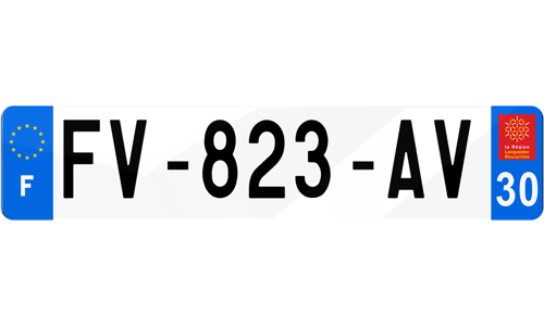 Plaque d'immatriculation Gard 30