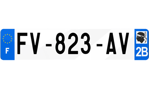 Plaque d'immatriculations Haute-Corse 2B