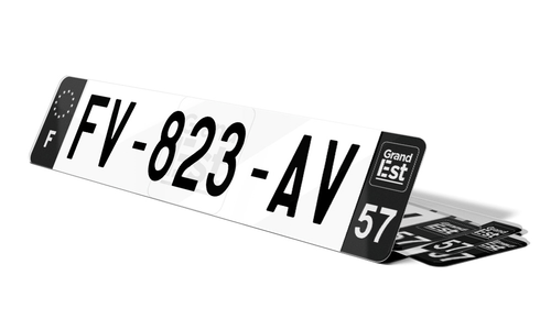 Plaque d'immatriculation noire fond logo Moselle