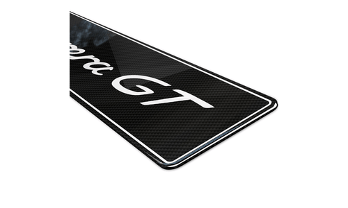 Plaque décorative Noire Carrera GT Porsche Carbone liseré blanc