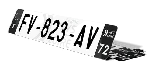 Plaque d'immatriculation noire fond logo Sarthe
