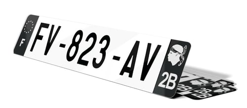 Plaque d'immatriculations noires Haute-Corse 2B