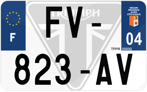 Plaque d'immatriculation moto fond logo Triumph