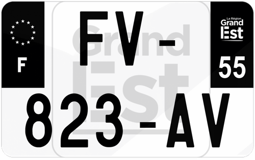 Plaque d'immatriculation moto noire fond logo Meuse 55