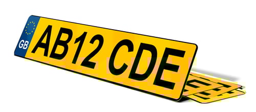 Plaque immatriculation Royaume-Uni jaune
