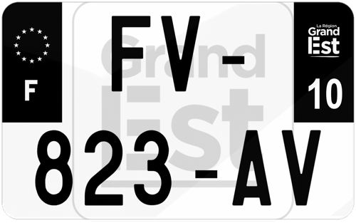 Plaque d'immatriculation moto noire fond logo Aube 10