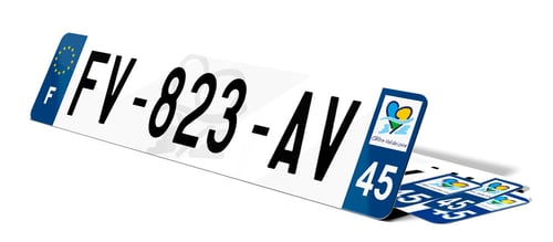 Plaque d'immatriculation fond logo Loiret 45