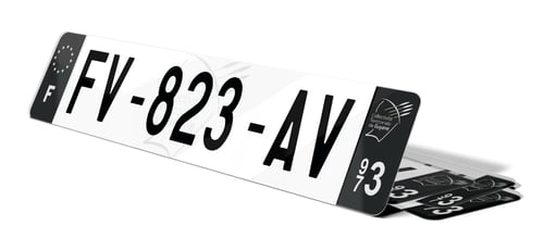 Plaque immatriculation noire fond logo Guyane 973
