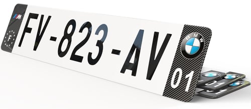 Plaque immatriculation Noire Eurofrance Carbone BMW