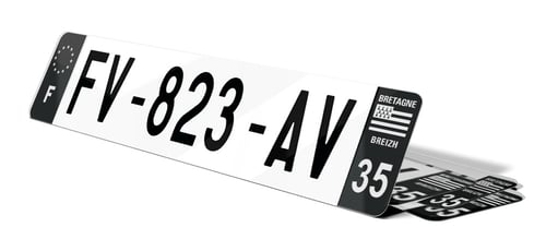 Plaque d'immatriculations noires Ille-et-Vilaine 35