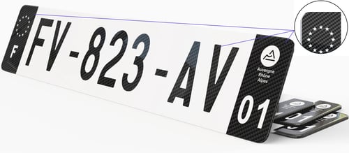 Plaque d'immatriculation effet carbone noir