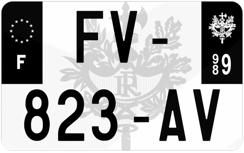 Plaque d'immatriculation moto noire fond logo Île de Clipperton 989