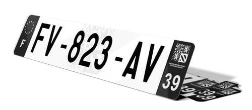 Plaque d'immatriculation noire fond logo Jura
