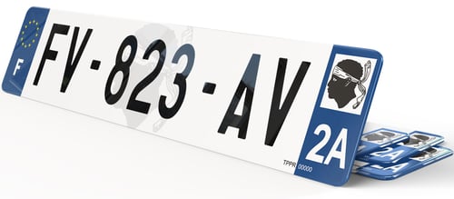 Plaque d'immatriculation fond logo Corse-du-Sud 2A