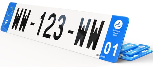 Plaque immatriculation WW provisoire Bleu