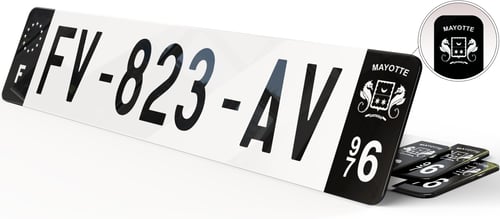 Plaque d'immatriculation Mode noir Eurobande noire et picto blanc