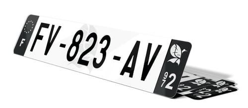 Plaque immatriculation noire fond logo Martinique 972