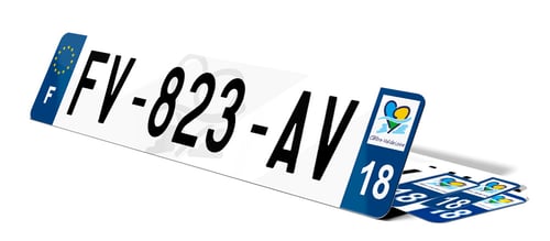 Plaque d'immatriculation fond logo Cher 18