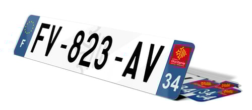 Plaque d'immatriculation fond logo Hérault 34