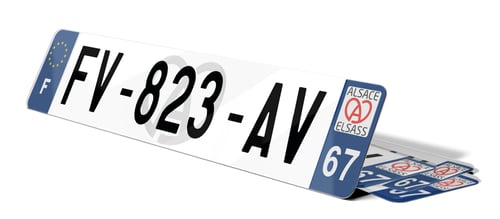 Plaque immatriculation fond logo Alsace 67