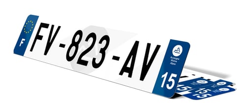 Plaque d'immatriculation fond logo Cantal 15