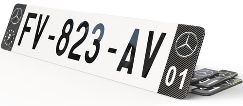 Plaque immatriculation Noire Eurofrance Mercedes Carbone 2
