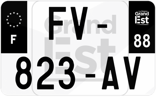 Plaque d'immatriculation moto noire fond logo Vosges 88
