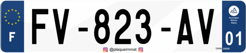 Plaque immatriculation homologuée avec réseau Instagram
