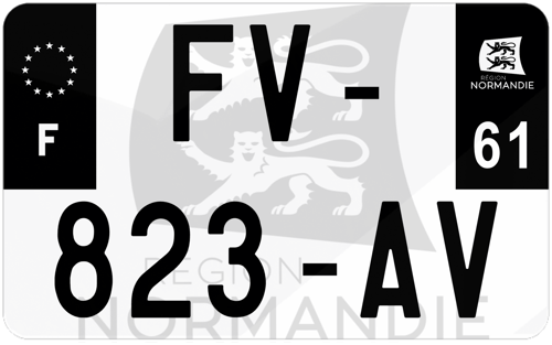 Plaque d'immatriculation moto noire fond logo Orne 61