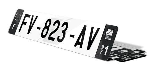 Plaque immatriculation noire fond logo Guadeloupe 971