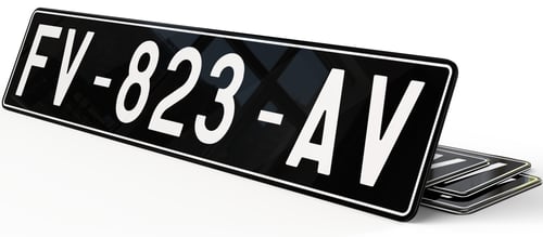 Plaque d'immatriculations Noire pour voiture de collection