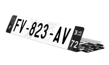 Plaque d'immatriculation noire fond logo Sarthe