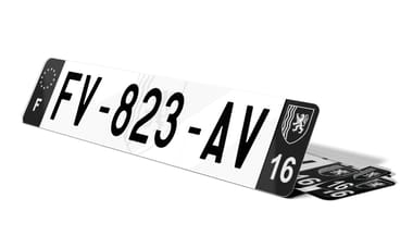 Plaque d'immatriculation noire fond logo Charente