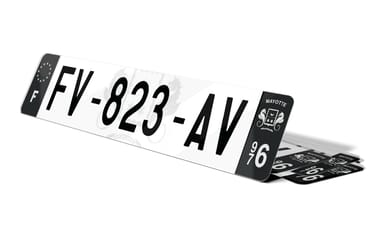 Plaque immatriculation noire fond logo Mayotte 976
