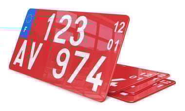 Plaque immatriculation transit temporaire rouge 30x15