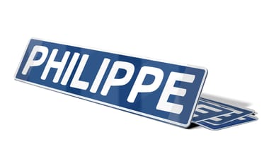 Plaque prénom Bleu blanc