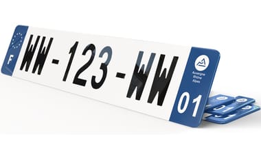 Plaque immatriculation WW provisoire Bleu Marine