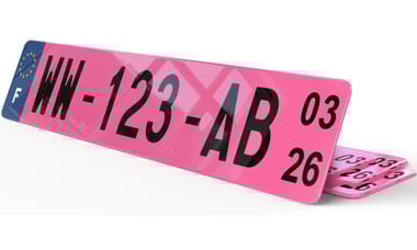 Plaque immatriculation provisoire Rose
