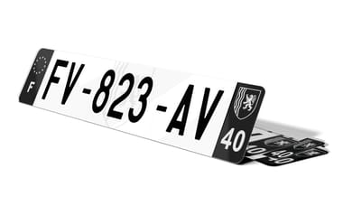 Plaque d'immatriculation noire fond logo Landes