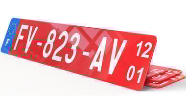 Plaque immatriculation transit temporaire rouge