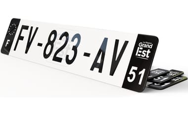 Plaque d'immatriculation noire fond logo Marne