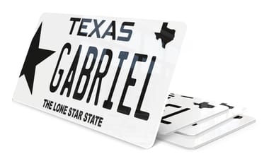 Plaque USA Texas Prénom noire et blanche