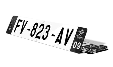 Plaque d'immatriculation noire fond logo Ariège