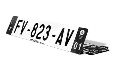 Plaque immatriculation noire texte 911 Carrera Porsche