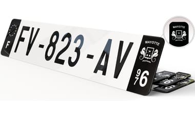 Plaque d'immatriculation Mode noir Eurobande noire et picto blanc