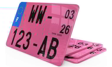 Plaque immatriculation provisoire Moto Rose format 21x13cm