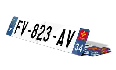 Plaque d'immatriculation fond logo Hérault 34